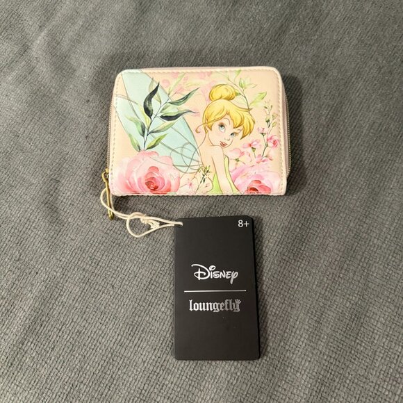 NWT Loungefly Disney Tinker Bell Spring Floral Mini Zipper Wallet - Picture 1 of 3